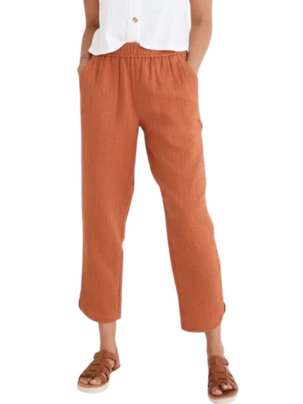 NWT MADEWELL Cotton Gauze Dolphin Hem Pants Medium